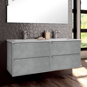 Meuble de salle de bain 120cm double vasque - 4 tiroirs - sans miroir - iris