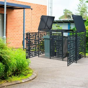 Cache-poubelle Bernalda pour 3 poubelles de 240 l acier galvanisé anthracite Casa.pro