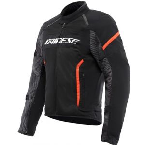 Dainese Air Frame 3 Tex Jacket, Veste de Moto d'&eacute;t&eacute; en Tissu avec Doublure Coupe-Vent, Homme, Black/Black/Red-Fluo, 60