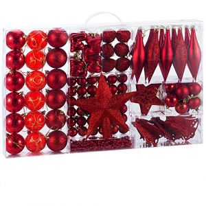 Deuba Lot de 102 boules de No&euml;l - coloris rouge