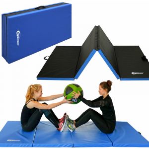 Image de Eyepower Matelas d'entrainement RG20 240x120x5cm épais pliant portable Bleu-Noir