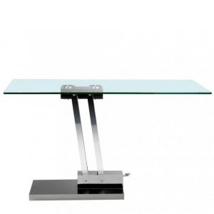 Inside75 Table basse relevable BRAVO en verre transparent structure chromée - Metal