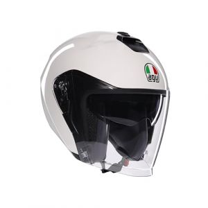 AGV IRIDES E2206, Casque Moto Jet, Open Face Unisex Helmet, Écran Anti-Rayures et Protection UV, Materia White, XS