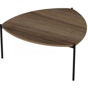 Cotecosy Table basse tr&eacute;pieds Myrtle 89x90cm M&eacute;tal Noir et Bois fonc&eacute;