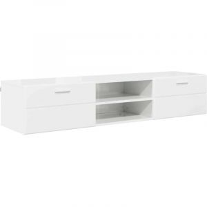VidaXL Meuble Tv Blanc Brillant 150 X 39 X 30 Cm Bois D'ing&eacute;nierie