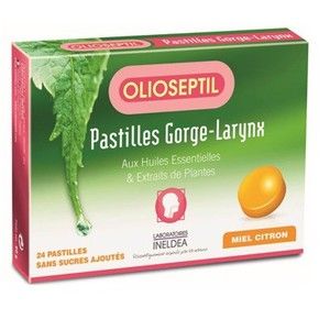 Image de Olioseptil Pastilles Gorge-Larynx Miel Citron 24 pastilles