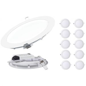 Lampesecoenergie Lot de 10 Spot Encastrable LED Downlight Panel Extra-Plat 18W Neutre 4200-4500K