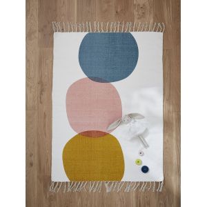 Image de Cyrillus Tapis coton trois ronds blanc/rond bleu+rose+jaune