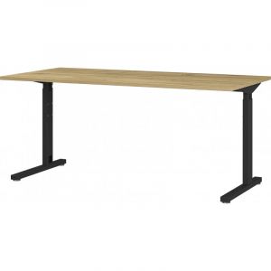 Vivabita Bureau droit 160 cm réglable en hauteur contemporain chêne