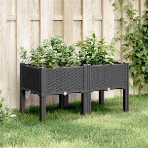 VidaXL Jardini&egrave;re avec pieds noir 80x40x42 cm PP