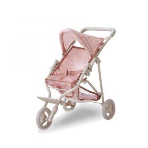 Teamson Kids Poussette Beige avec Motif confettis, auvent réglable, poignée Douce, Harnais et Panier de Rangement pour Nourrir Les Jeux de rôle
