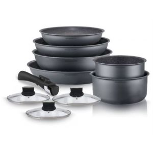 Arthur Martin Casserole BATTERIE 10 PCS AMOVIBLE GRIS MAT