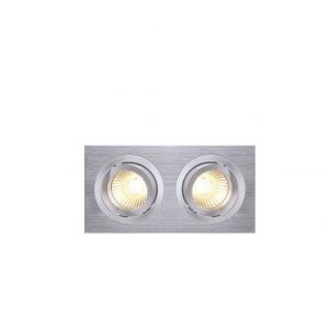 SLV Spot encastré à deux lampes New Tria 2 - orientable - 100W - Rectangulaire - Alu brossé - avec clips ressorts