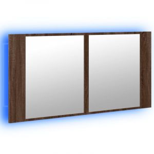 Vidaxl - Armoire à miroir à led de bain chêne marron 90x12x45 cm Brun