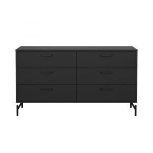 Ebuy24 - calicosy - Commode 6 tiroirs noir mat pieds métal L139 cm - bora