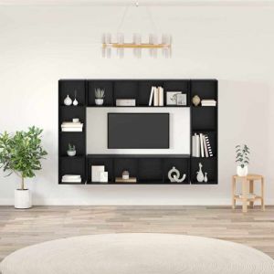 VidaXL Ensemble Meuble Tv Montage Mural Avec Stockage 4 Pcs Noir 37 X 37 X 142.5 Cm