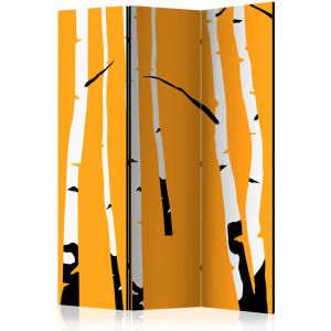 Image de Artgeist Paravent 3 Volets "Birches on the Orange Background" 135x172cm