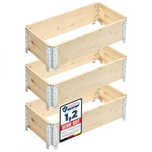 Garronda Carr&eacute; Potager modulable en Bois Naturel 80x40x20 cm &ndash; Jardini&egrave;re ext&eacute;rieure en palettes, empilable et Pliable, pour Jardin, Plantes, Fleurs,