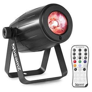 Beamz PS12W Projecteur Spot – LED de 12W RGBW, Luminosité réglable, Mode audio et auto, Fonction strobe, Refroidisseur interne, Avec support de montage et télécommande