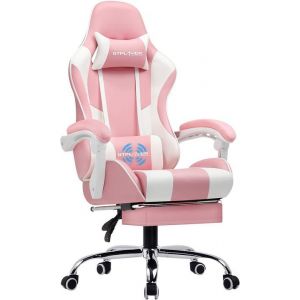 GTPLAYER Chaise Gaming Repose Pieds Coussin Lombaire de M age Fauteuil de Bureau Ergonomique avec Accoudoir Synchronisé (Rose)