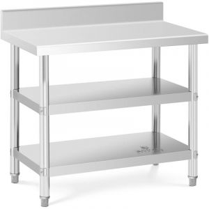 Royal Catering Table De Travail Adossée Préparation Plan Inox Cuisine 100x60x16,5cm 2 Tablettes