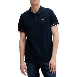 Tommy Hilfiger Polo Tommy Jeans Slim Flag Cuff manches courtes bleu marine - M