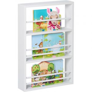 Relaxdays Rangement pour la Chambre de Votre Enfant, Montage Mural, 3 Niveaux, H x L x P : 60 x 40 x 10 cm, Blanc