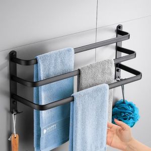 Happy Goods - Porte-serviettes - 3-armed - Salle de bain - Porte-serviettes - Noir - Porte-douche - Porte-serviettes - Porte-serviettes Salle de bain