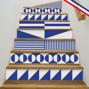 Contremarches adh&eacute;sives PVC pour escalier - bleu - Lot de 5 (15x100 cm)