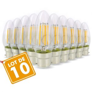 Image de Eclairage design Lot de 10 Ampoules Flamme Filament 4w eq. 40W Culot B22 blanc chaud 2700K