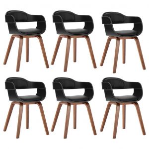 VidaXL Chaises De Salle ¿¿ Manger 6 Pcs Noir Bois Courb¿¿ Et Similicuir