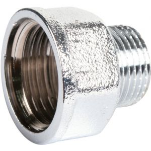 Raccord laiton chromé hexagonal réduit à visser - M 3/8' - F 1/2' - Sobime