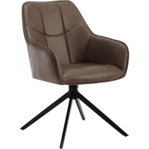 Chaise de Salle à Manger Pivotante 360°en Similicuir + Métal. 45 x 41 x 86cm. Chaise de Cuisine avec Dossier. Marron - Woltu