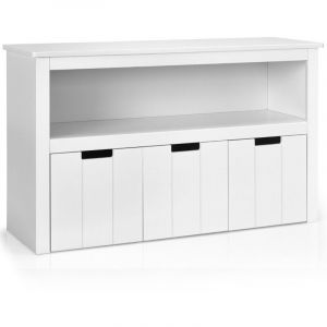 Meuble de rangement armoire de rangement avec 3 tiroirs compartiments ouvert et poignées incurvées 101 x 33 x 62 cm blanc
