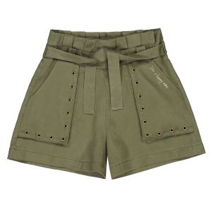 IKKS Junior Short Nœud Bermuda, Vert (Kaki 56), 8 Ans (Taille Fabricant:8A) Fille