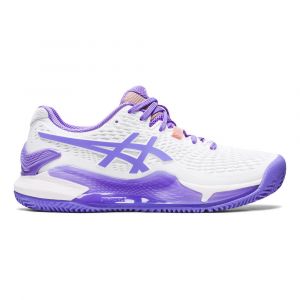 Asics CHAUSSURES Gel Resolution 9 Clay Blanc Violet Femme 1042a224101