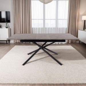 M&S Table extensible 160/200x90x76 cm effet granit et noir - mindy