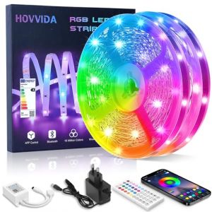 HOVVIDA Ruban LED 20M, 30 LED/M&egrave;tre, 2x10M, 24V RVB Bande LED, 600 LED, APP et T&eacute;l&eacute;commande, Synchronisation de la Musique, Mode Minuterie, pour Chambre, Salle de Jeux, F&ecirc;te, Festival
