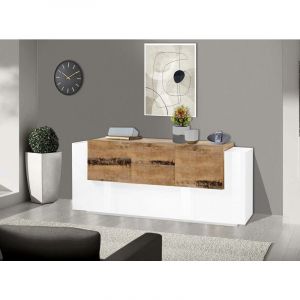 Alter Buffet moderne avec 5 portes et 2 tiroirs, Made in Italy, Buffet de cuisine, Buffet design de salon, 220x45h86 cm, Coule