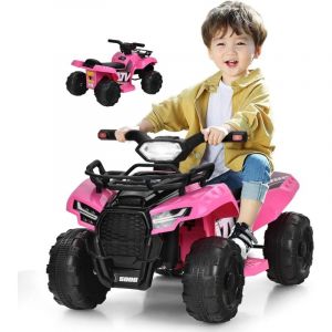 Quad Buggy &Eacute;lectrique Enfants 1,5-3 Ans 6V, Effets Sonores Lumineux LED Klaxon, Charge 20kg, Rose - GOPLUS