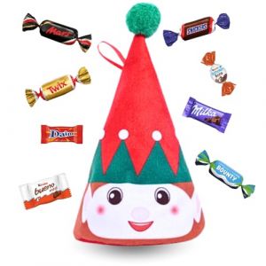 Pochon Lutin garni de 40 chocolats Kinder, Milka, Daim et Célébrations | Idéal pour décorer la table des enfants à Noël