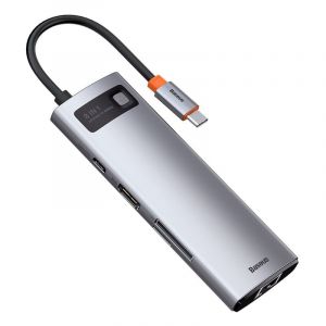 Baseus Hub 8 en 1 100 W USB-C vers HDMI/RJ45/USB-C/USB 3.2/lecteur SD