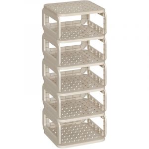 Songmics Étagère à chaussures, 6 Plateaux, Gain de place, Rangement pour Chaussures Ouvert, pour l'Entrée, Couloir, Salle de bain, Beige Cappuccino