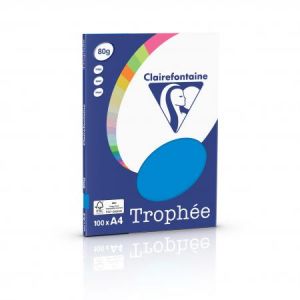Clairefontaine 4111C - Ramette de 100 feuilles de papier Trophée bleu turquoise, 21 x 29,7 cm, 80 g/m²