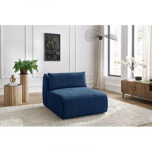 Bobochic Canapé modulable Chauffeuse 1 place sans accoudoir pour canapé modulable jeanne tissu texturé Bleu foncé - Bleu foncé