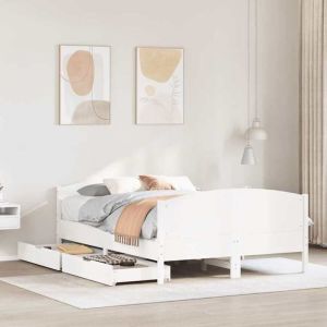 VidaXL Cadre de lit avec t&ecirc;te de lit blanc 120x190 cm bois pin massif, lit, lit, lit double, meuble de chambre &agrave; coucher, 3301801