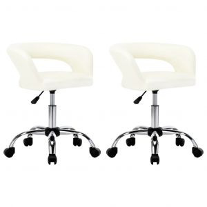 Image de VidaXL Chaises de Salle à Manger 2 pcs Similicuir Blanc