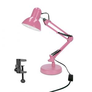 Lampe de bureau PIXI 1xE27 rose, socle et pince compris EDO SOLUTIONS