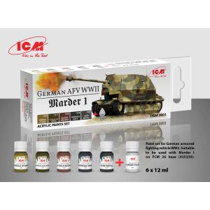 ICM Peintures acryliques pour maquette AFV allemand WW2 (Marder I) - 6 x 12 ml