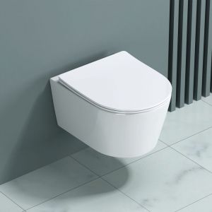 Image de Wc suspendu céramique blanc toilette abattant silencieux avec frein de chute Aix306 - Blanc - Sogood